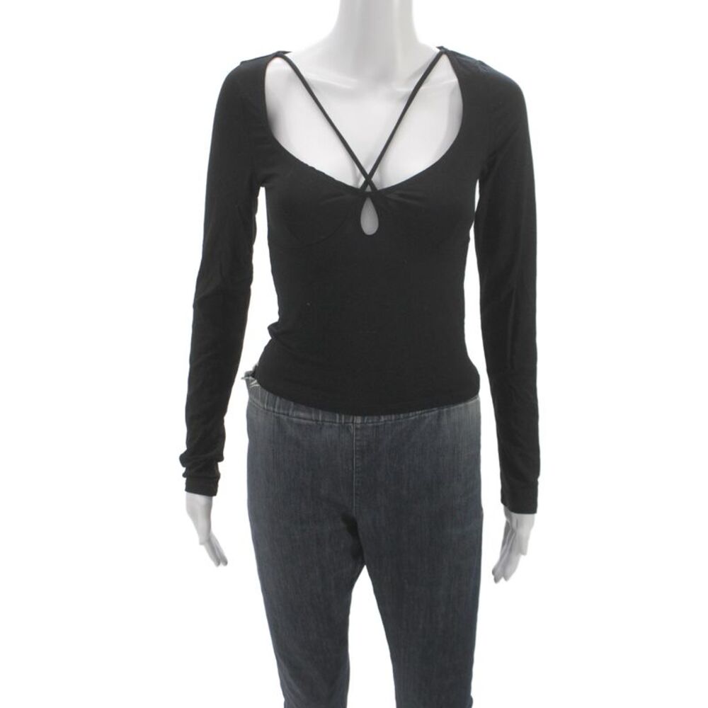 Reformation Women Black Long Sleeve Camisole TENCEL Lyocell Spandex Size S